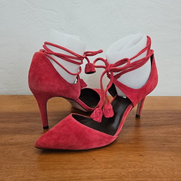 Red Suede Coach Heels - Picture 2 of 5